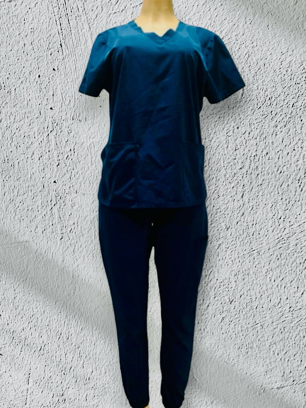 Women Scrub Set - Caribbean Blue, Jogger Pant and V-Neck Top, 6 Pockets ⭐️